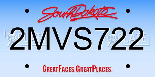 2MVS722 South Dakota License Plate