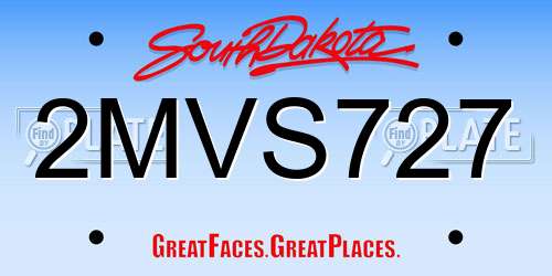 2MVS727 South Dakota License Plate