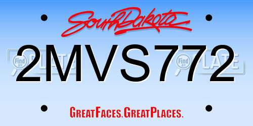 2MVS772 South Dakota License Plate