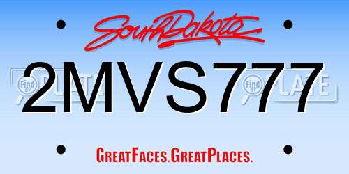 2MVS777 South Dakota License Plate