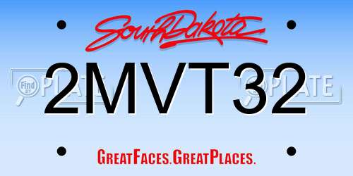 2MVT32 South Dakota License Plate
