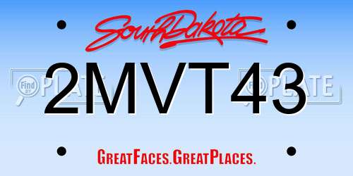 2MVT43 South Dakota License Plate