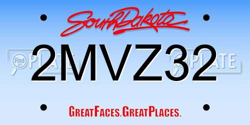2MVZ32 South Dakota License Plate