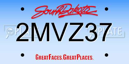 2MVZ37 South Dakota License Plate