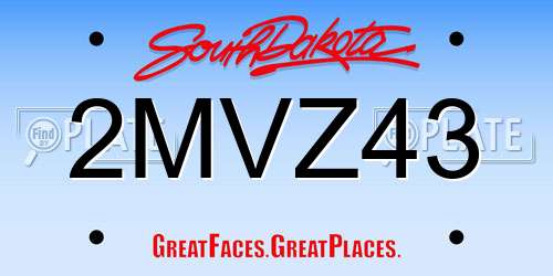2MVZ43 South Dakota License Plate