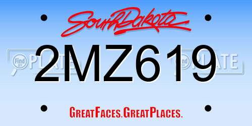 2MZ619 South Dakota License Plate