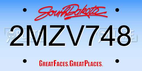 2MZV748 South Dakota License Plate