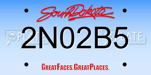 2N02B5 South Dakota License Plate