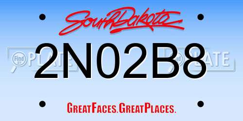 2N02B8 South Dakota License Plate
