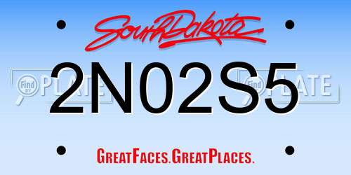 2N02S5 South Dakota License Plate