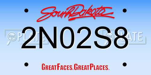 2N02S8 South Dakota License Plate