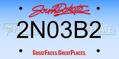 2N03B2 South Dakota License Plate