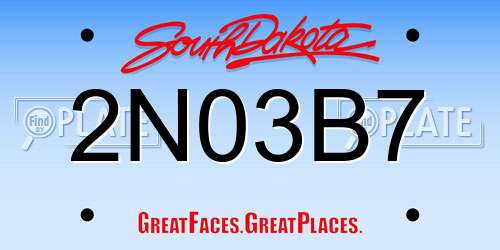 2N03B7 South Dakota License Plate