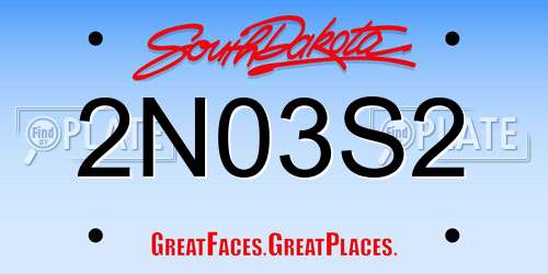 2N03S2 South Dakota License Plate