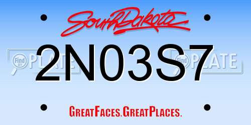 2N03S7 South Dakota License Plate