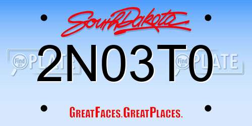 2N03T0 South Dakota License Plate