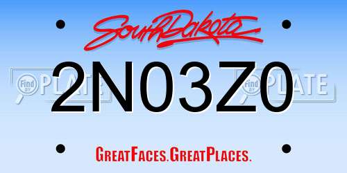 2N03Z0 South Dakota License Plate