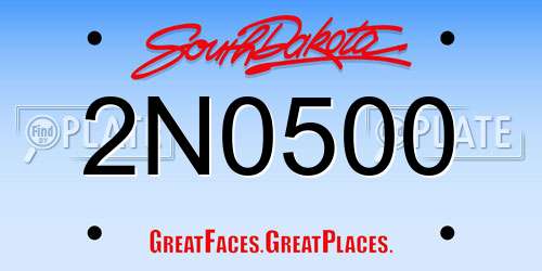 2N0500 South Dakota License Plate