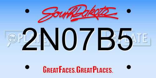2N07B5 South Dakota License Plate