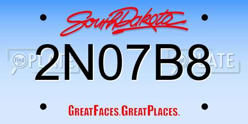 2N07B8 South Dakota License Plate