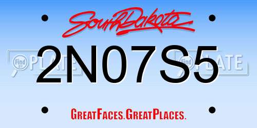 2N07S5 South Dakota License Plate