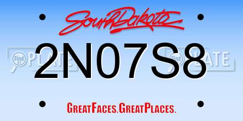 2N07S8 South Dakota License Plate