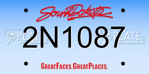 2N1087 South Dakota License Plate
