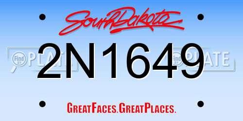 2N1649 South Dakota License Plate