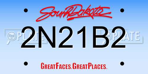 2N21B2 South Dakota License Plate