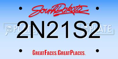 2N21S2 South Dakota License Plate