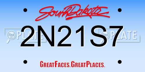 2N21S7 South Dakota License Plate
