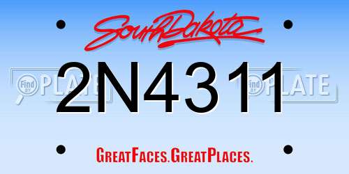 2N4311 South Dakota License Plate