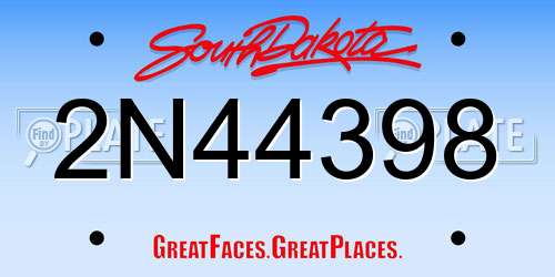 2N44398 South Dakota License Plate