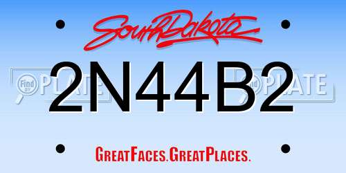 2N44B2 South Dakota License Plate
