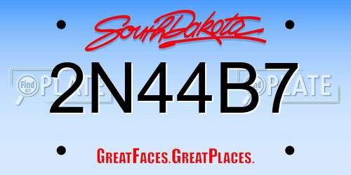 2N44B7 South Dakota License Plate