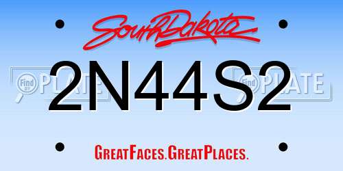 2N44S2 South Dakota License Plate