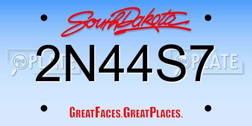2N44S7 South Dakota License Plate