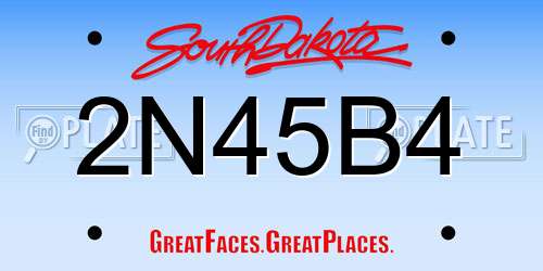 2N45B4 South Dakota License Plate