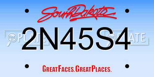 2N45S4 South Dakota License Plate