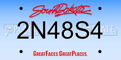 2N48S4 South Dakota License Plate