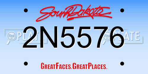 2N5576 South Dakota License Plate