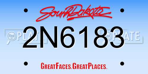 2N6183 South Dakota License Plate