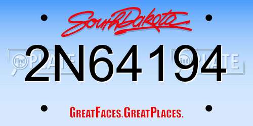 2N64194 South Dakota License Plate