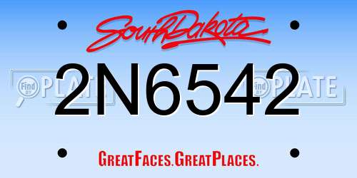 2N6542 South Dakota License Plate