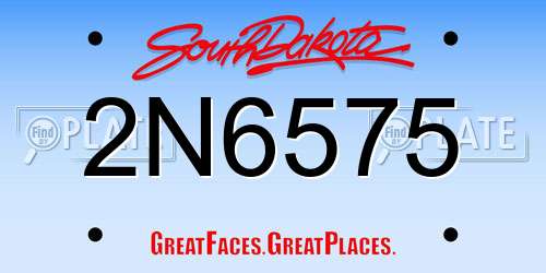 2N6575 South Dakota License Plate