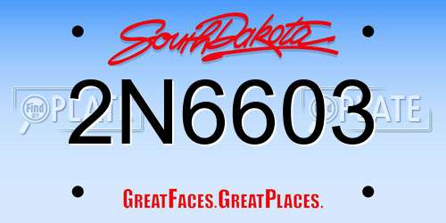 2N6603 South Dakota License Plate