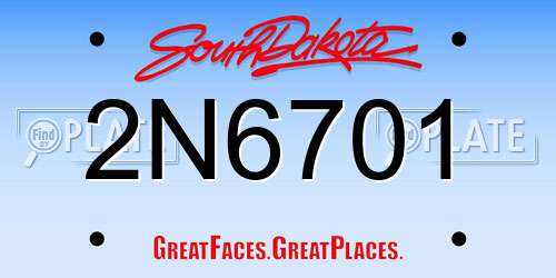 2N6701 South Dakota License Plate