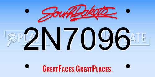 2N7096 South Dakota License Plate