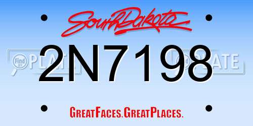 2N7198 South Dakota License Plate