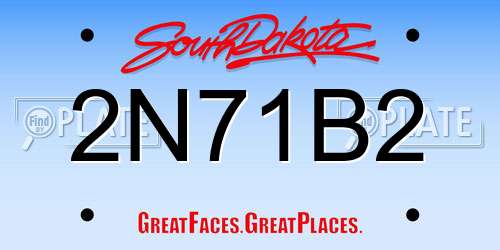 2N71B2 South Dakota License Plate